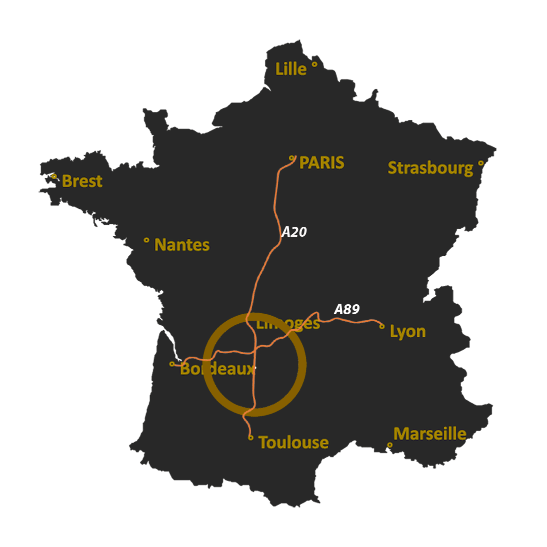 Carte France-gold-autoroutes